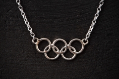 handmade silver olympic circles pendant with silver chain
