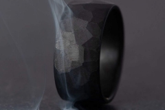 handmade black titanium obsidian shape wedding or engagement ring for man or women